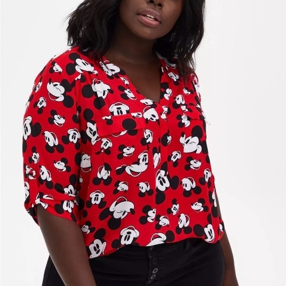 torrid Tops - Torrid Disney Mickey Mouse Red Harper Blouse